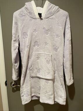 Disney Mickey/Minnie Plush Hooded Pullover Robe In Pastel Lavender